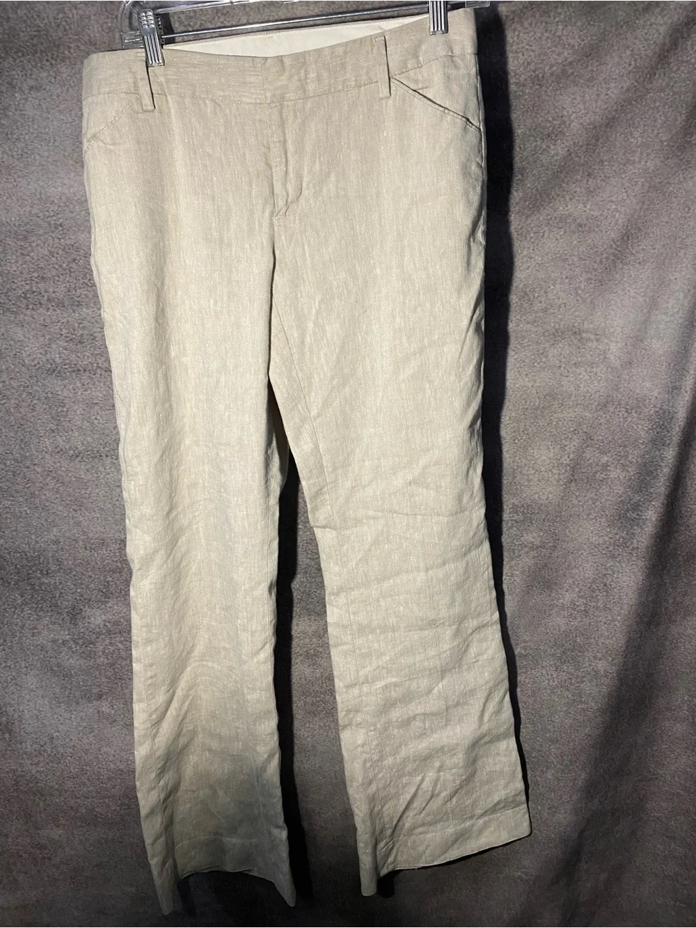 ⁠GAP Perfect Trouser Pants 4R Beige Tan Linen Blend Stretch Mid Rise Straight⁠